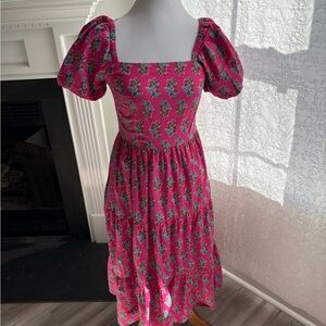 J. Crew Pink Floral Midi Dress